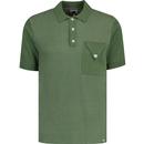 Pretty Green Mens Roxy 60s Mod Textured Knitted Polo Shirt in Green