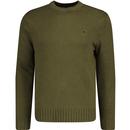 pretty green mens standards plain coloured knitted crew neck jumper khaki green