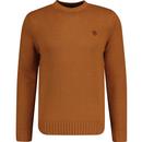 pretty green mens standards plain coloured knitted crew neck jumper rust orange
