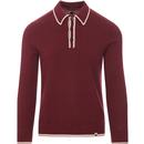 Jenkins PRETTY GREEN Mod Tipped Knit Polo Top RED