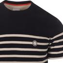 PRETTY GREEN 60s Mod Breton Stripe Knit Tee (Navy)