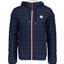 pretty green mens tilby two tone zip quilted lightweight hooded jacket navy