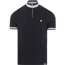 PRETTY GREEN Mod Tipped Zip Neck Cycling Top NAVY