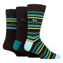 Pringle 3 Pack Retro Stripe Socks in Cotton and Recycled Polyester Black LM033MBLK