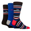 Pringle Retro Mod Stripe 3 Pack Socks in Black/Blue/Red L7033MFAS