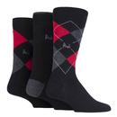 Pringle Waverley 3 Pack Argyle Socks in Black/Red L4101MBLK1