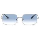 Ray-Ban Men's Legends Icons Square Rectangle 1969 Retro Sunglasses in Silver and Blue