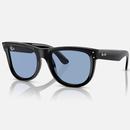 Ray-Ban Aviator Reverse Sunglasses in Polished Black with Light Blue Lens RBR0502S 667772 50