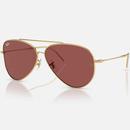 Ray-Ban Reverse Aviators in Gold with Dark Violet Lens RBR0101S 001/69 59