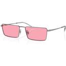 Ray-Ban Emy Rectangular Sunglasses in Gunmetal with Pink Lens RB3741 004/84