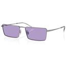 Ray-Ban Emy Rectangular Frame Sunglasses in Gunmetal with Violet Lens