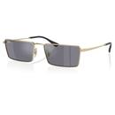 Ray-Ban Emy Retro Rectangular Frame Sunglasses in Light Gold with Dark Grey Flash Silver Lens RB3741 92136V