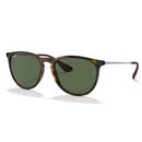 Erika Ray-Ban Retro 60s Wayfarer Thin Frame Sunglasses in Light Havana with Green Lens