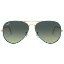 Ray-Ban Men's Retro Mod 70s Full Colour Aviator Sunglasses in Petroleum Blue Green