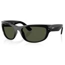 Ray-Ban Icons Mega Balorama Wrap Round Sunglasses in Black with Green Lens RB2289 901/31