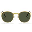 Ray-Ban New Round 60s Sunglasses B3637 919631 Legend Gold and Green