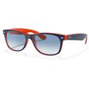 Ray-Ban's Women's RB2132 789/3F New Wayfarer Sunglasses in Blue/Orange