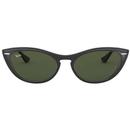 Ray-Ban Women's Retro 60s Catseye Sunglasses in Black with green lens