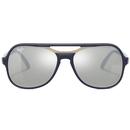 Ray-Ban Men's Retro 70s Powderhorn Aviator Sunglasses in Blue creamy light blue