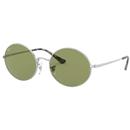 Ray-Ban RB1970 Oval Sunglasses in Silver with Bottle Green Lens
