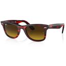 Ray-Ban RB2140 Wayfarer Retro 70s Sunglasses in Striped Red with Brown Gradient Lens