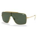 Ray-Ban RB3697 Wings II Retro 70s Wrap Round Sunglasses in Gold with Dark Green Lens