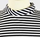 Beatnik Retro 60s Mod Breton Stripe Dress (B/W)