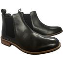Men's Retro Mod Leather Chelsea Boots (Black)
