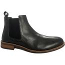 Roamers Men's Retro 1960s Mod Black Leather Chelsea Boots