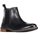 Men's Retro Mod Leather Chelsea Boots (Black)