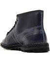 Retro Mod Smooth Leather Monkey Boots (Navy)