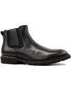 Rider Retro Mod Smooth Leather Chelsea Boots BLACK