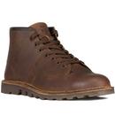 grafters mens retro mod tumbled leather monkey boots light brown