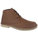 Roamers Retro 60s Mod Waxy Brown Leather 3 eyelet Desert Boots