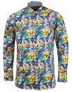ROCOLA Mens Retro 70s Tropical Floral Print Shirt