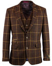 Men's Retro Windowpane Check Blazer & Waistcoat