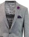 Men's 60s Mod Donegal Fleck 2 Button Suit - Silver