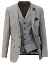 60s Mod Donegal Fleck 2 Button Suit Jacket SILVER