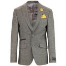 Scott Men's Retro 1960s Mod 2 Button Taupe Donegal Suit Jacket