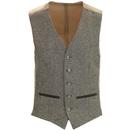 Men's Mod 5 Button V-Neck Taupe Donegal Waistcoat