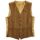 60s Mod Tailored Four Colour Check Waistcoat GOLD