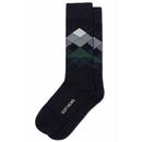 Crawford Made in England Argyle Ivy League Socks in Navy YS4080 0002