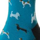 +Bertie SCOTT-NICHOL Retro Dogs Motif Socks -Blue