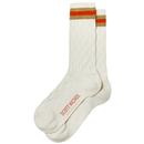 Pantherella Made in England Preppy Stripe Socks in Cream YS3019 0001