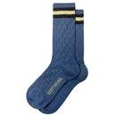 Pantherella Spencer Made in England Collegiate Stripe Socks in Denim Blue YS3019 0002