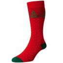 Scott-Nichol by Pantherella YS4075 003 Winterford Christmas Tree Socks in Red