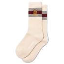 Scott Nichol Women's Harlow Collegiate Stripe Socks in Cream and Light Grey YQ4078 01