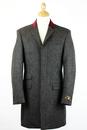 Retro 60s Mod Velvet Collar 3/4 Length Wool Coat