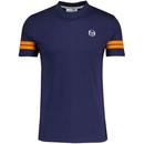 Sergio Tacchini Grello Retro 70s Sleeve Stripe T-shirt in Maritime Blue