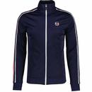 Sergio Tacchini Grosso Retro 90s Taped Sleeve Funnel Neck Track Jacket in Maritime Blue